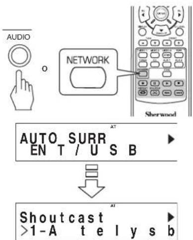 SHERWOOD RD606i - Selezione "NET/USB" como fuente de entrada. - 1