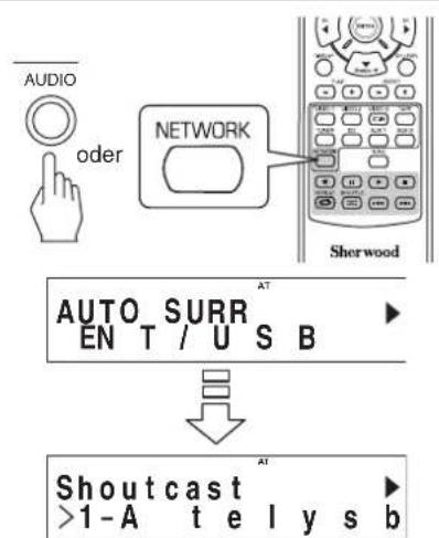 SHERWOOD RD606i - Wahlen Sie „NET/USB“ als Eingangsquelle. - 1