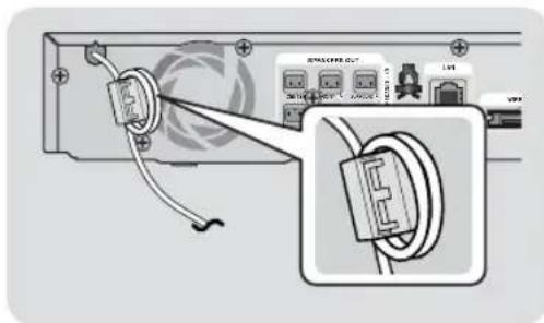 SAMSUNG HTE4500XU - Attaching the Toroidal Ferrite Core to the Power Cord of the Main Unit - 1