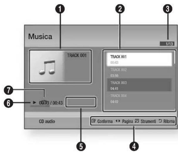 SAMSUNG BDD7500E - Elementi della schermata CD audio (CD-DA)/MP3 - 1
