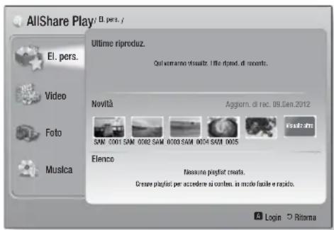 SAMSUNG HTES8209 - Utilizzo della schermata AllShare Play - 1