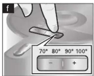 f 70° 80° 90° 100° - +