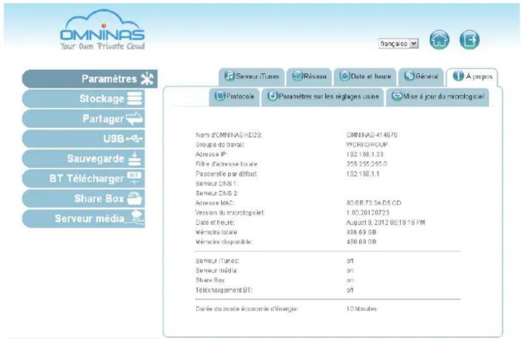 Shuttle KD20 - Menu paramètres - 1
