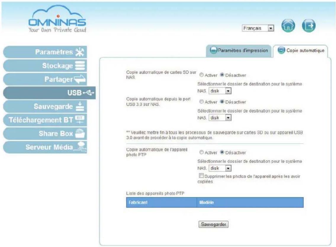 Shuttle KD22 - Paramètres du menu Partager - 1