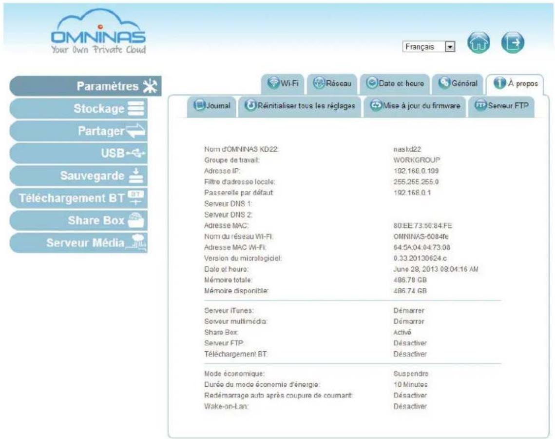 Shuttle KD22 - Menu Paramètres - 1