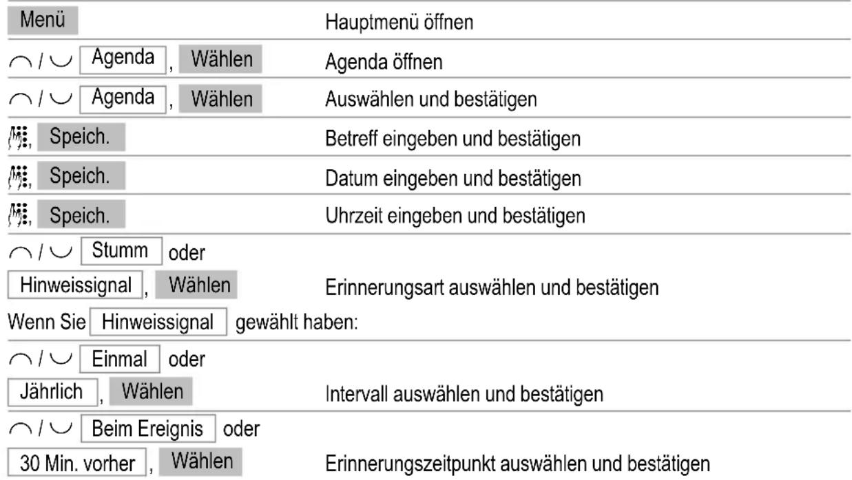 SWITEL DF 1101 - Agendaeinträge erstellen - 1