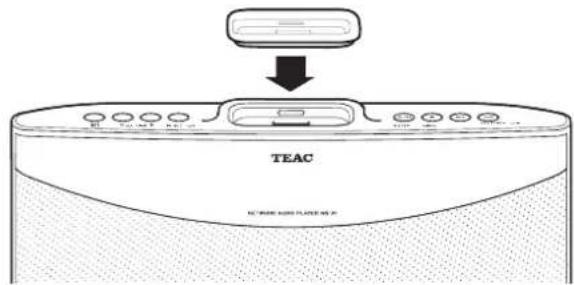 TEAC NSX1 - Attach the dock adapter (supplied with the iPod/iPhone) to the unit. - 1