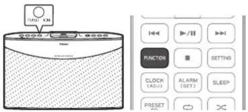 TEAC NSX1 - Press the FUNCTION button on the unit or the remote control repeatedly until "FM" appears on the display. - 1