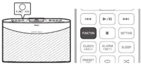 TEAC NSX1 - Press the FUNCTION button on the unit or the remote control repeatedly until "FM" appears on the display. - 1