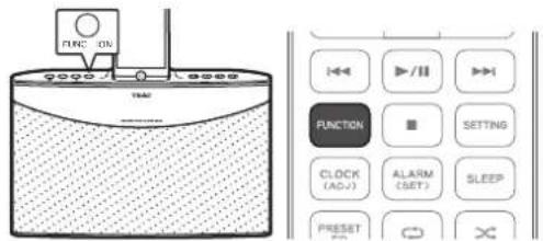 TEAC NSX1 - Press the FUNCTION button on the unit or the remote control repeatedly until "iPod" appears on the display. - 1