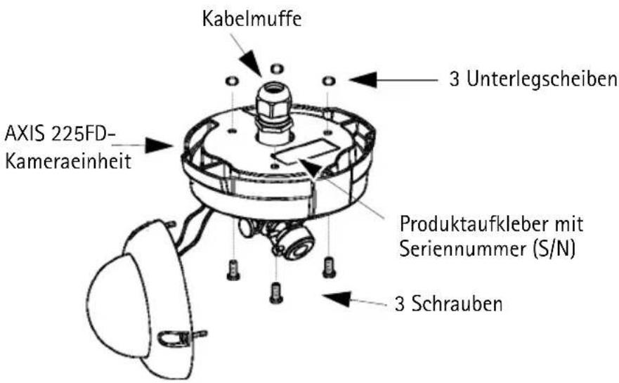 AXIS 225FD - Gehen Sie für die Montage des Aufhängungssets der AXIS 225FD wie folgt vor: - 4