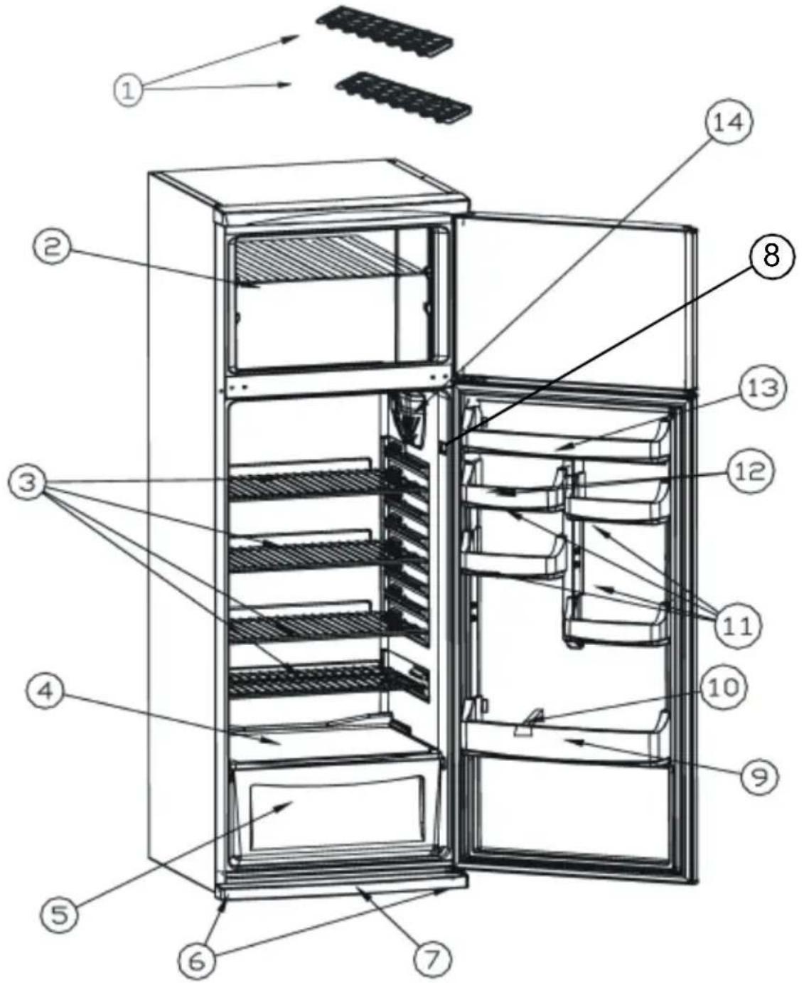 TEKA FT1 410 - LISTE DES ACCESSOIERES ET DES COMPARTIMENTS DU REFRIGERATEUR - 1
