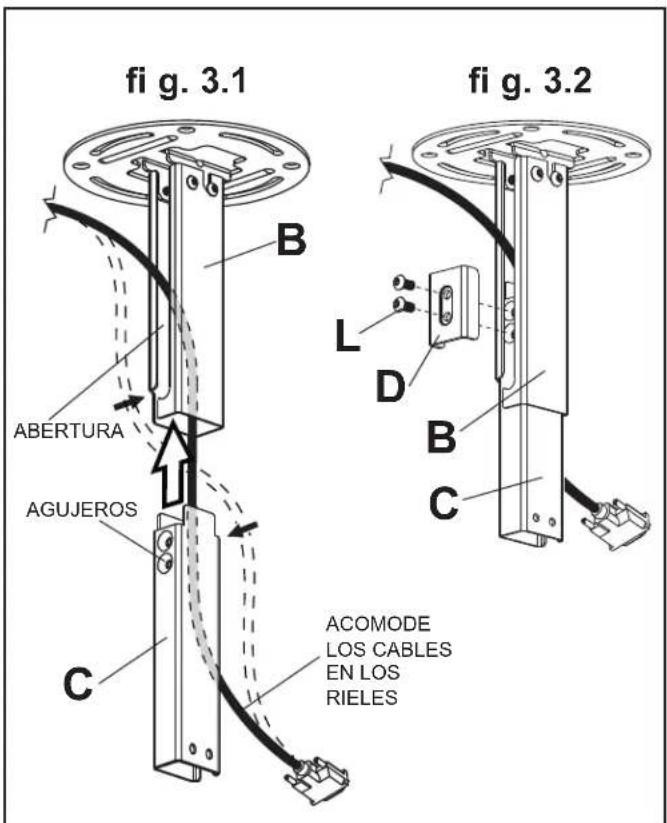 Peerless-AV PC932AW - Instalación del Riel Interior y Colocación de los Cables - 2