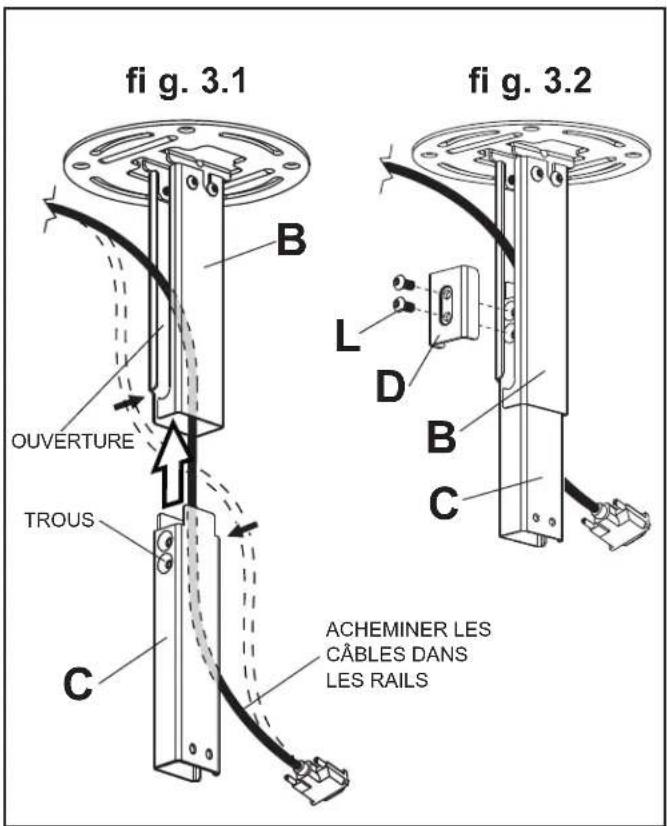 Peerless-AV PC932BW - Installation du rail intérieur et cheminement des câbles - 2
