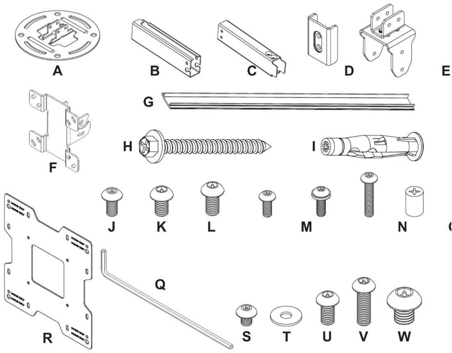Peerless-AV PC932BW - Liste des pièces (suite) - 1
