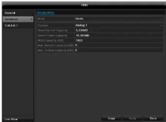 ABUS TVVR35011 - HDD settings of the cameras - 1
