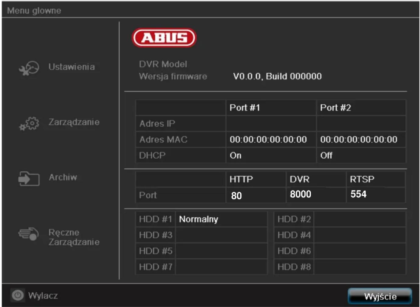 ABUS TVVR35011 - Przegląd menu - 1