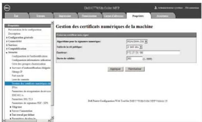DELL C5765dn - Paramétres SSL/TLS dans l'Outil Web de configuration d'imprimante Dell - 1