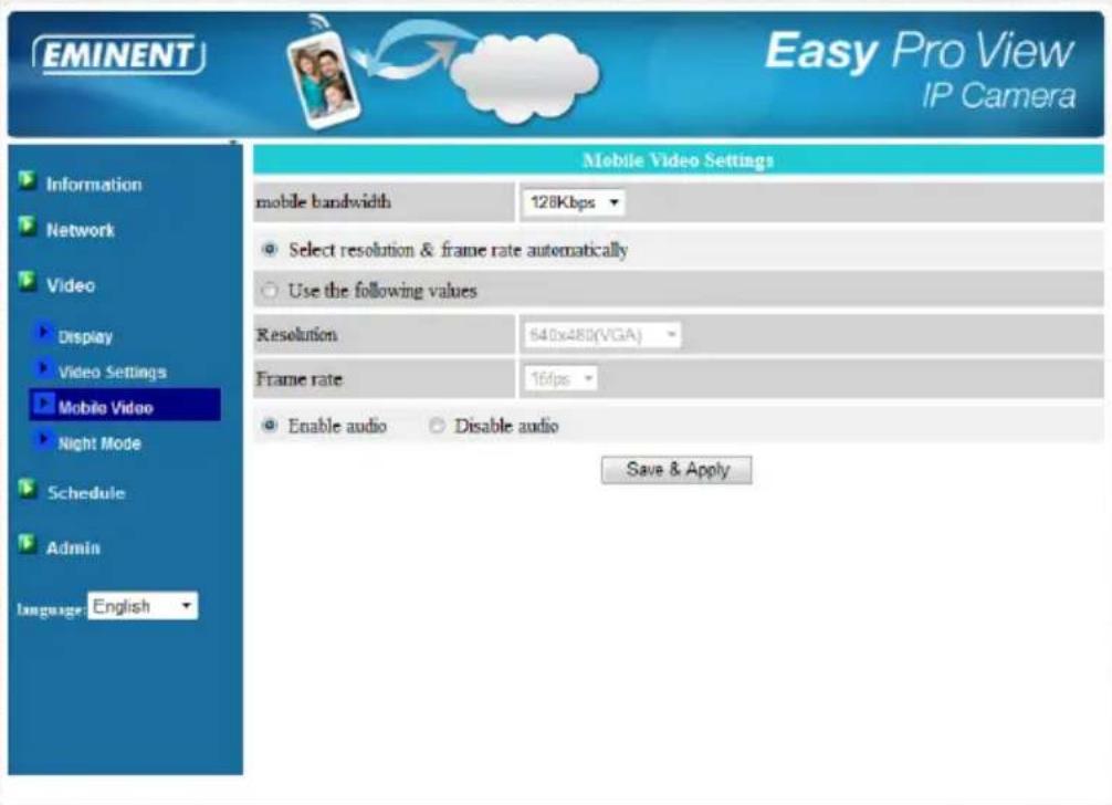 Eminent EM6250HD - Paramètres vidéo mobile - 1