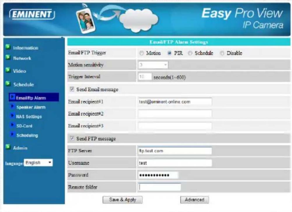 Eminent EM6250HD - Alarme e-mail/FTP - 1