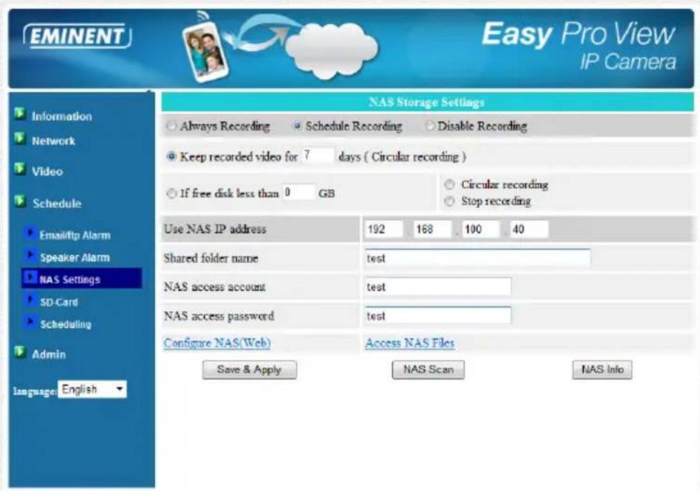 Eminent Easy Pro View EM6270 - Paramètres NAS - 1