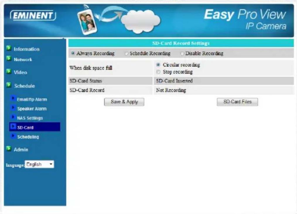 Eminent Easy Pro View EM6270 - Réglages carte SD - 1