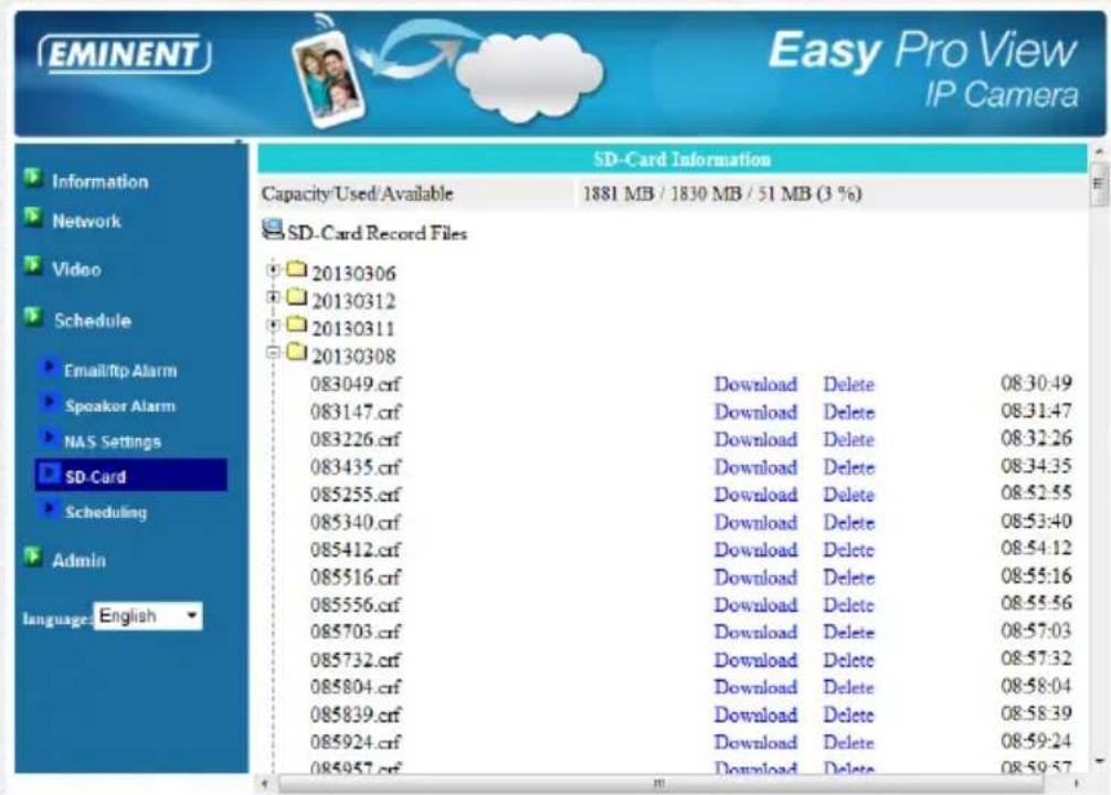 Eminent Easy Pro View EM6270 - Réglages carte SD - 2