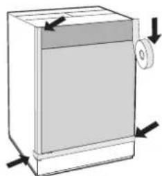 HOTPOINT AWM 1081 EU - Mounting the wooden panel onto the door and inserting the machine into cabinets: - 5
