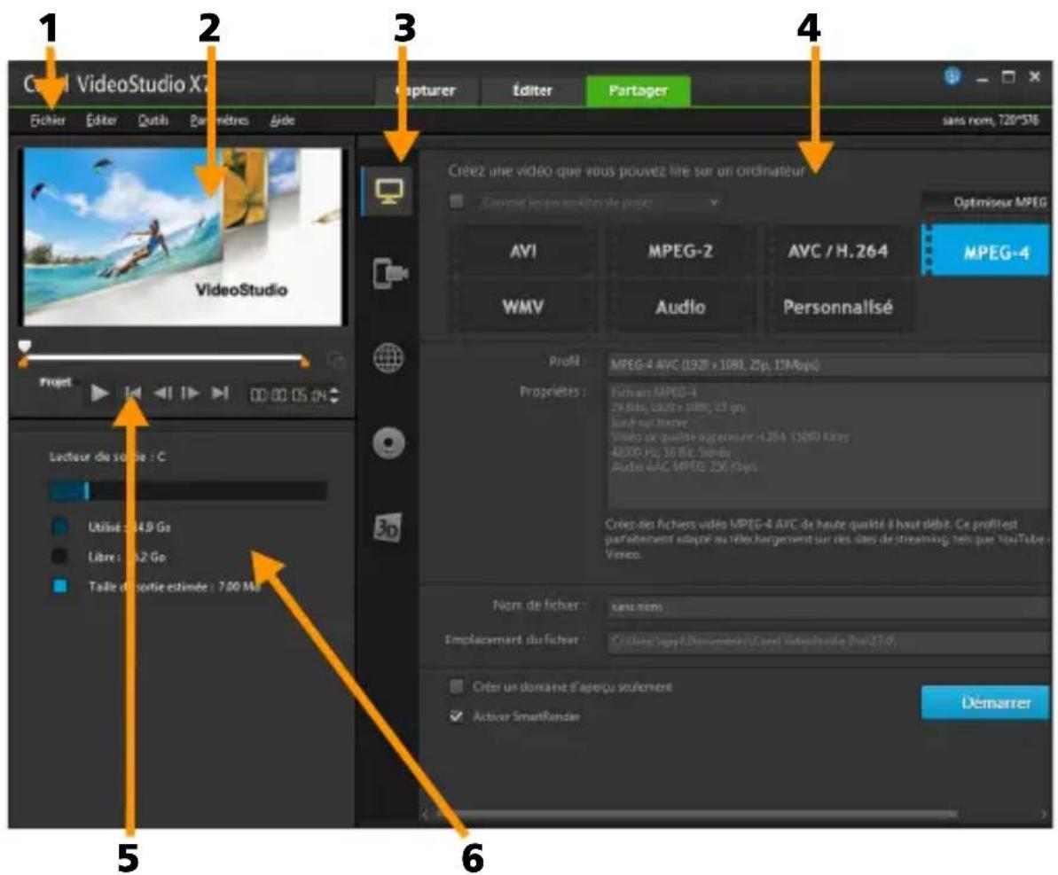 COREL VideoStudio Pro X7 - Espace de travail Partager - 1