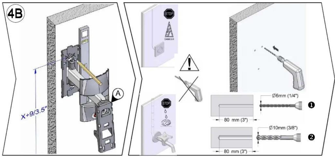 4B X+9/3.5" A STOP DANGER STOP Ø6mm (1/4") 80 mm (3") Ø10mm (3/8") 80 mm (3") ① ②