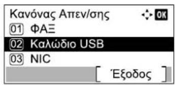 Kavóvács Απεν/σης 01 ΦΑΞ 02 Καλώδιο USB 03 NIC [ 'Εξοδος ]