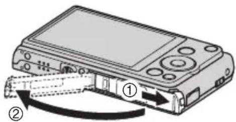 CASIO Exilim EXZS12 - Ouvrez le couvercle de batterie. - 1