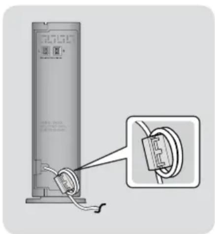 SAMSUNG HTH7500WM - Colocación del núcleo de ferrita toroidal del cable de alimentación del módulo del receptor inalámbrico (SWA-6000) - 1