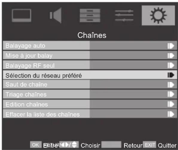 TOSHIBA 42SL738 - Sélection du réseau préféRED - 1