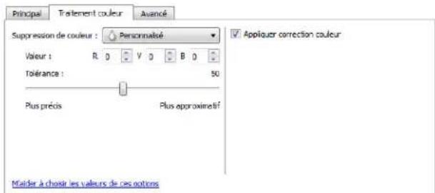 XEROX DocuMate 4760 VRS Pro - Options de l'onglet Traitement couleur - 1