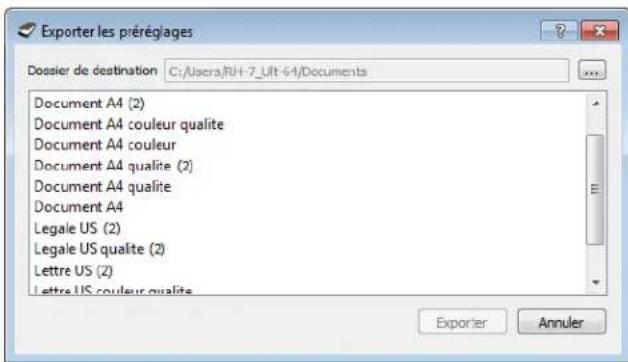 XEROX DocuMate 4760 VRS Pro - Exporter les préréglages - 2