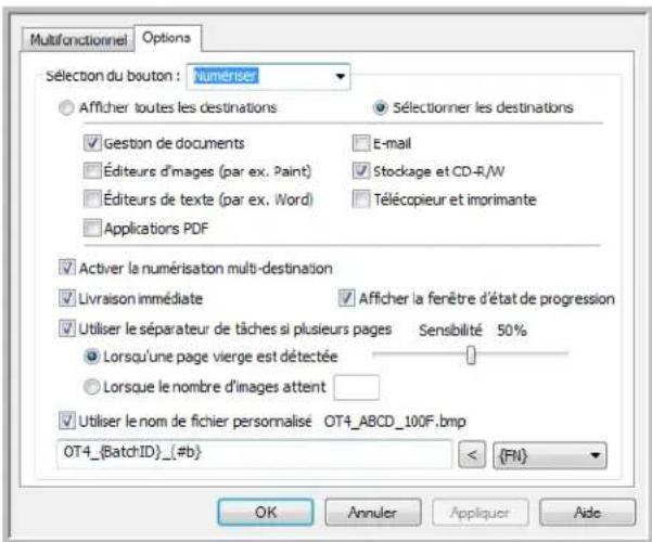 XEROX DocuMate 4760 VRS Pro - Sélection d'options pour OneTouch - 1