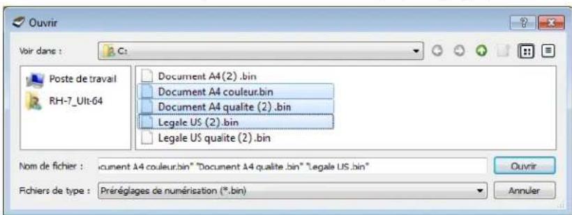 XEROX DocuMate 4760 VRS Pro - Importer les préréglages - 2