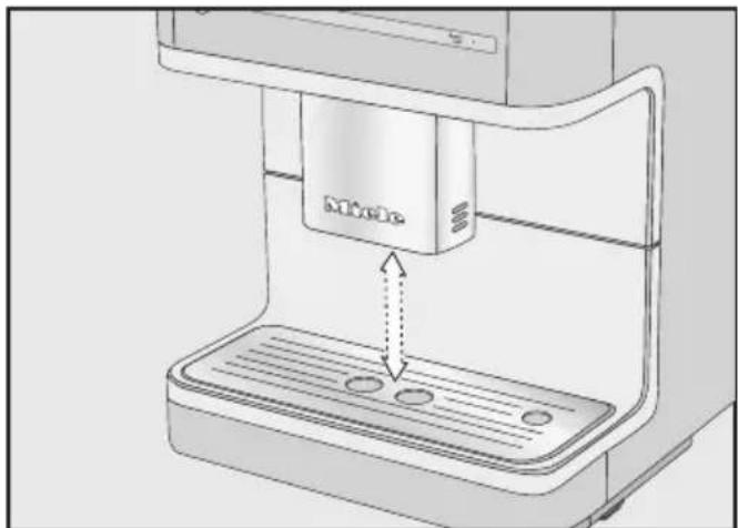 MIELE CM 6100 - Réglage de l'écoulement central à la hauteur des tasses - 1