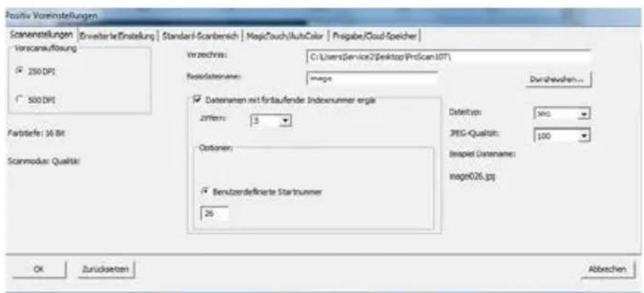 Reflecta ProScan 10T - Schritt1 - Scanvoreinstellungen festlegen - 2