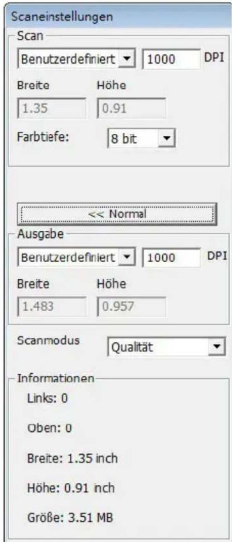 Reflecta ProScan 10T - Scaneinstellungen (schwebende Fenster) - 2