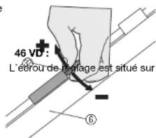 46 VD : L'écrou de réglage est situé sur ⑥