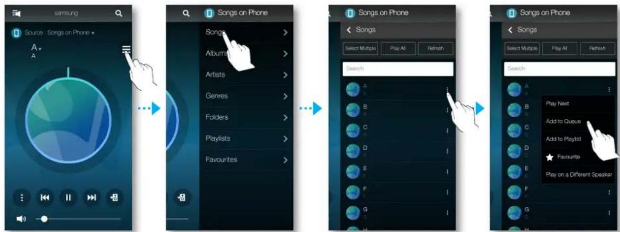 SAMSUNG WAM550 - Ajout de musique dans la file - 1