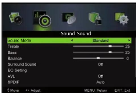 LENCO LED3213 - Menu de sonido - 1