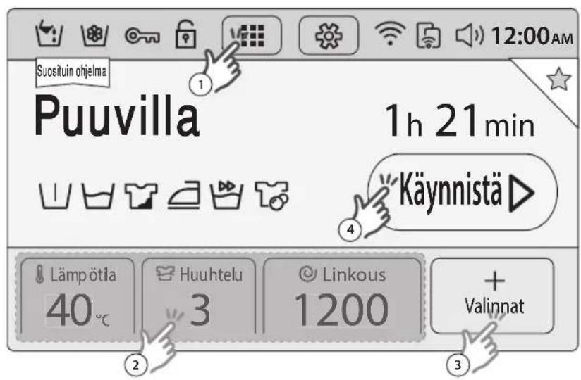 SAMSUNG WW10H9600EW - Yksinkertaiset aloitusohjeet - 1