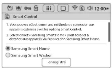 SAMSUNG WW10H9600EW - Appuyez sur l'icône setup (configuration) et sélectionnez smart control sous le menu réseau. - 3