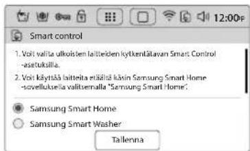 SAMSUNG WW10H9600EW - Kosketa asetuskuvaketta ja valitse Verkko-valikosta Smart Control. - 3