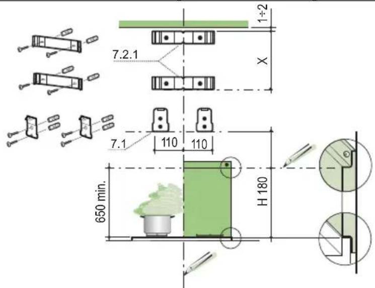 ROBLIN Diva2 S 900 Murale - Wall drilling and bracket fixing - 1