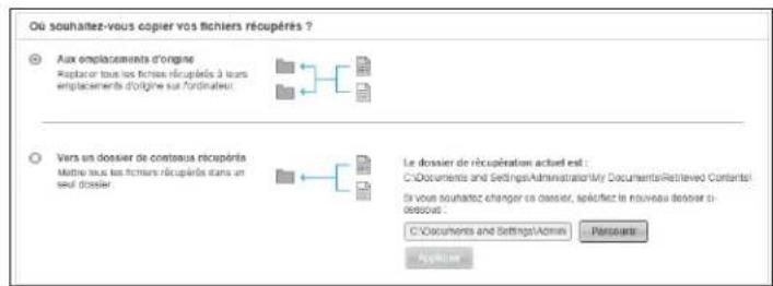WESTERN DIGITAL WDBLWE0120JCHEESN - Ecran Sélectionner une destination pour les fichiers récapurés : - 1