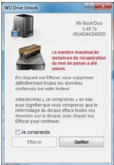 WESTERN DIGITAL WDBLWE0120JCHEESN - Utilisation de cinq mots de passer invalides - 6